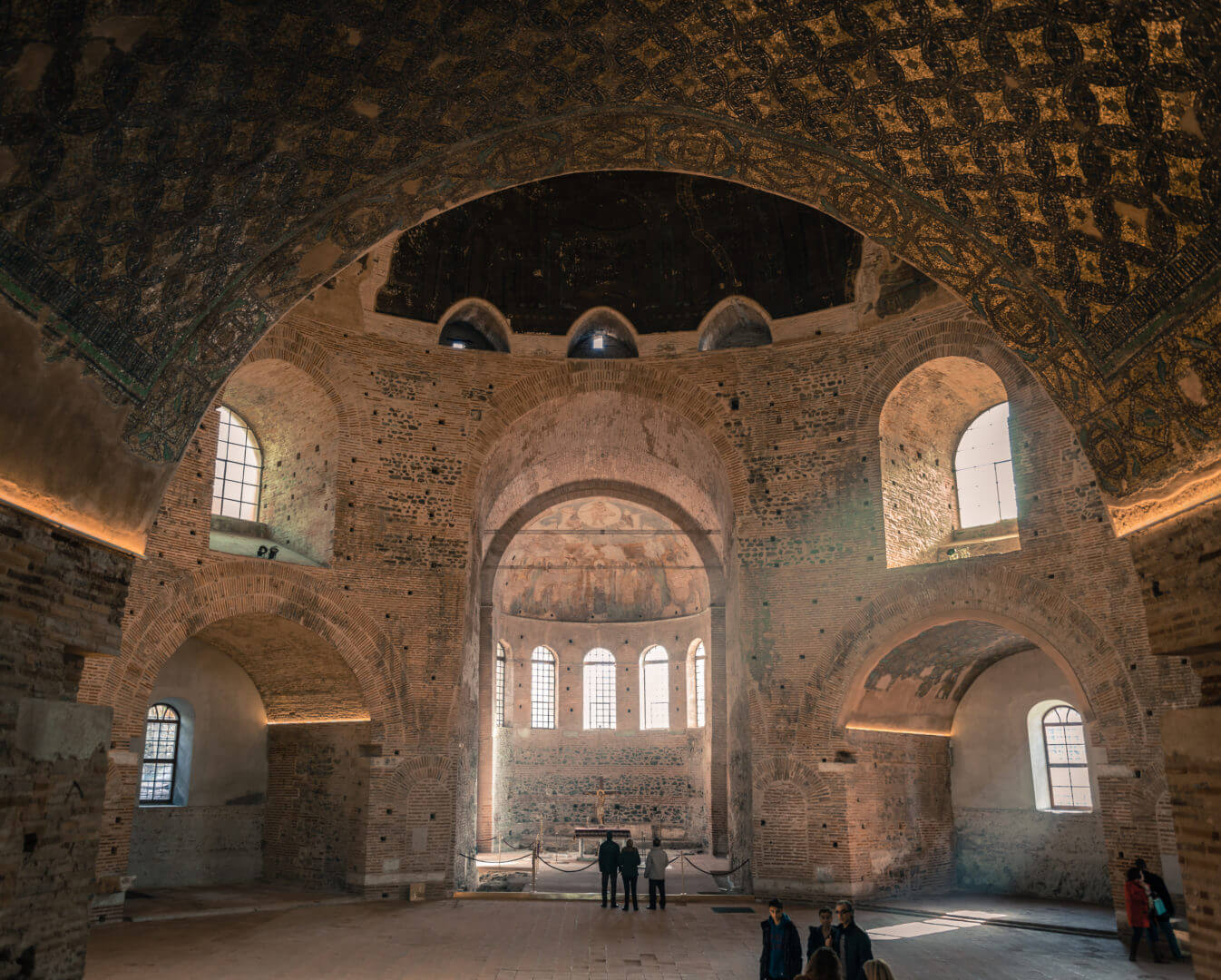 Viewers take in the interior of the Rotunda of Galerius in Thessaloniki, Greece. (Photo/Aivita Lejniece)